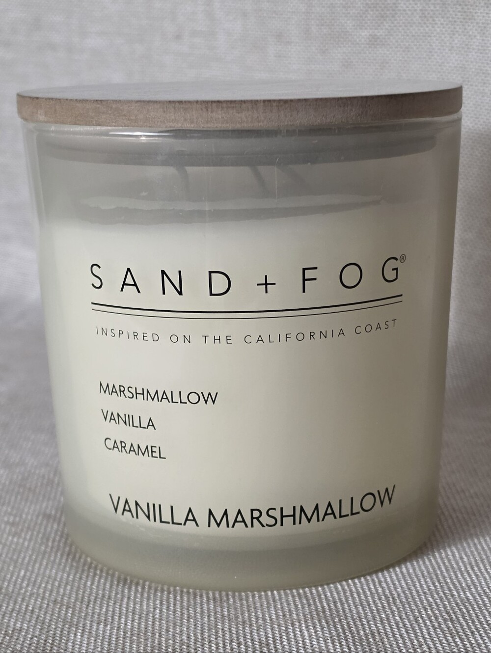 SAND + FOG Vanilla Marshmallow Carmel Scented Candle - White 21 oz New